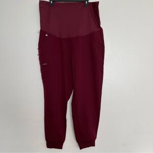 FIGS Zamora Maternity Petite Jogger Scrub Pants Burgundy 2471 Pants Size XXLP